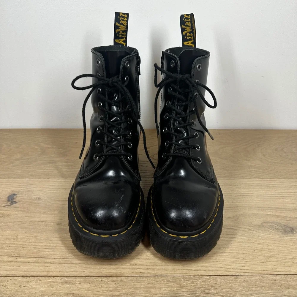 Dr. Martens Jadon Boots Men 7 Women 8 Black Patent Leather Platform Combat